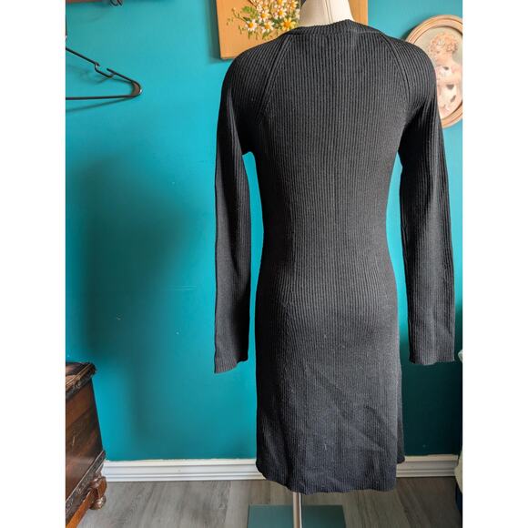 Women's vintage 90s leather lace up bodycon dress size medium large biker punk - Picture 3 of 7